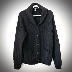 J Crew Wool/Cashmere Cardigan Cable Knit Sweater with Shawl Style Collar